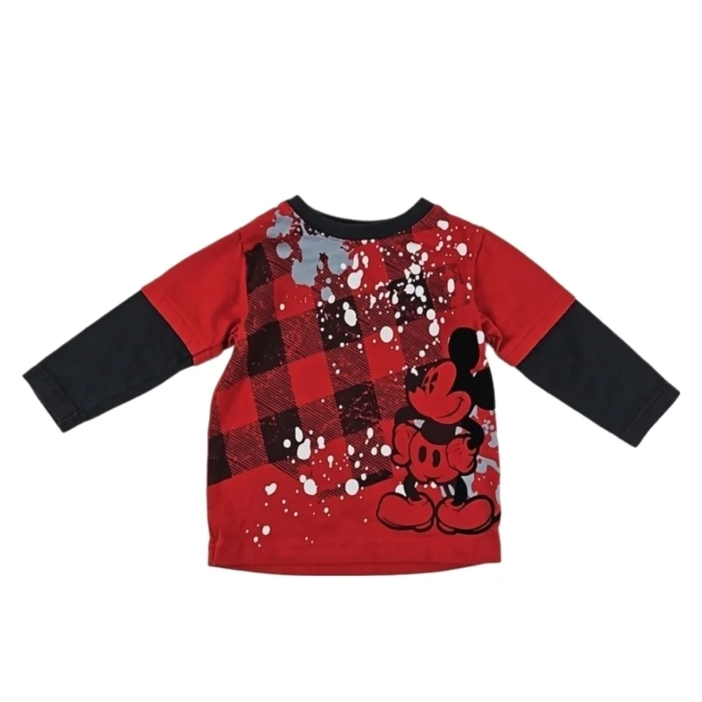 Disney Mickey Mouse Longsleeve Baseball Style Tshirt Tee, Red Black, 18 …